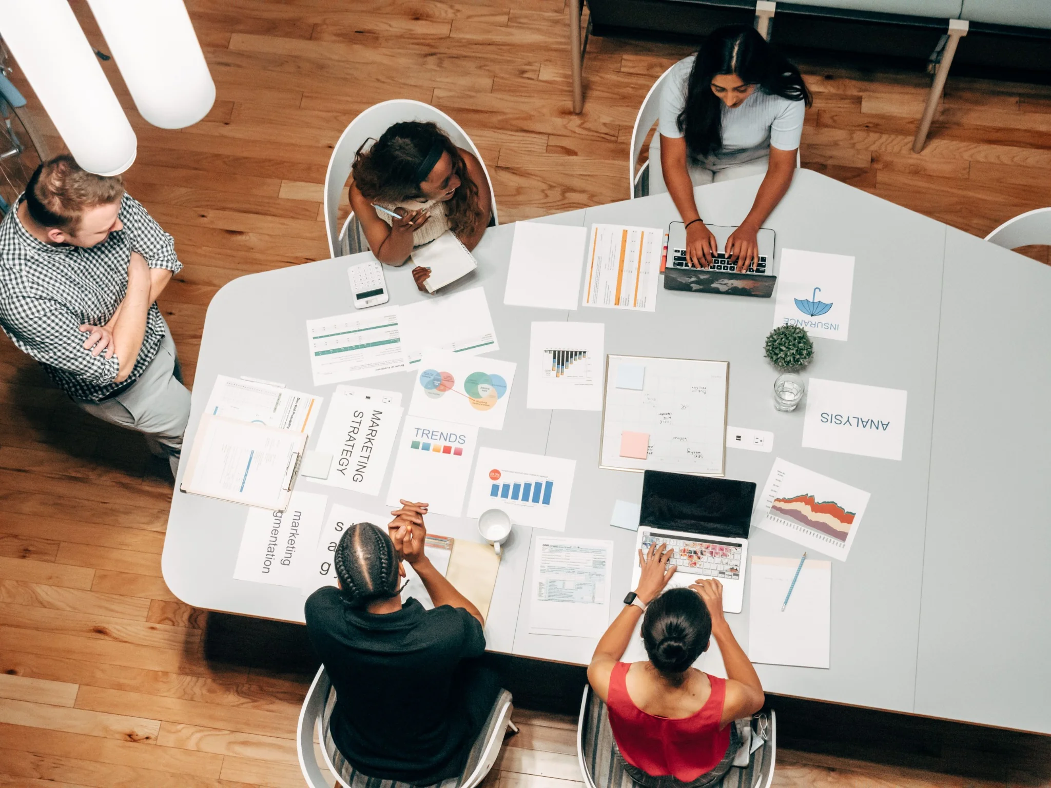 Marketing dashboard, analytics, advertising megaphone and growth target